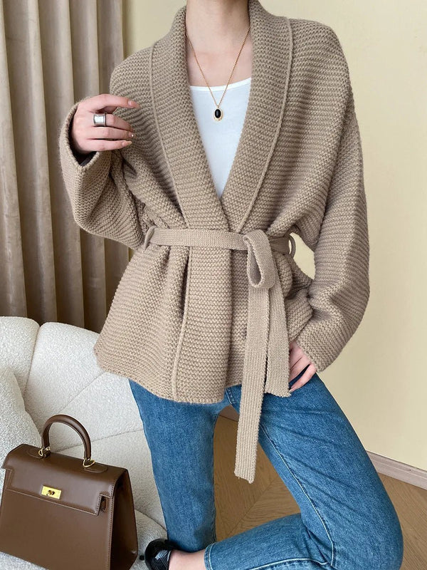 Cardigan in maglia con cintura Abigail