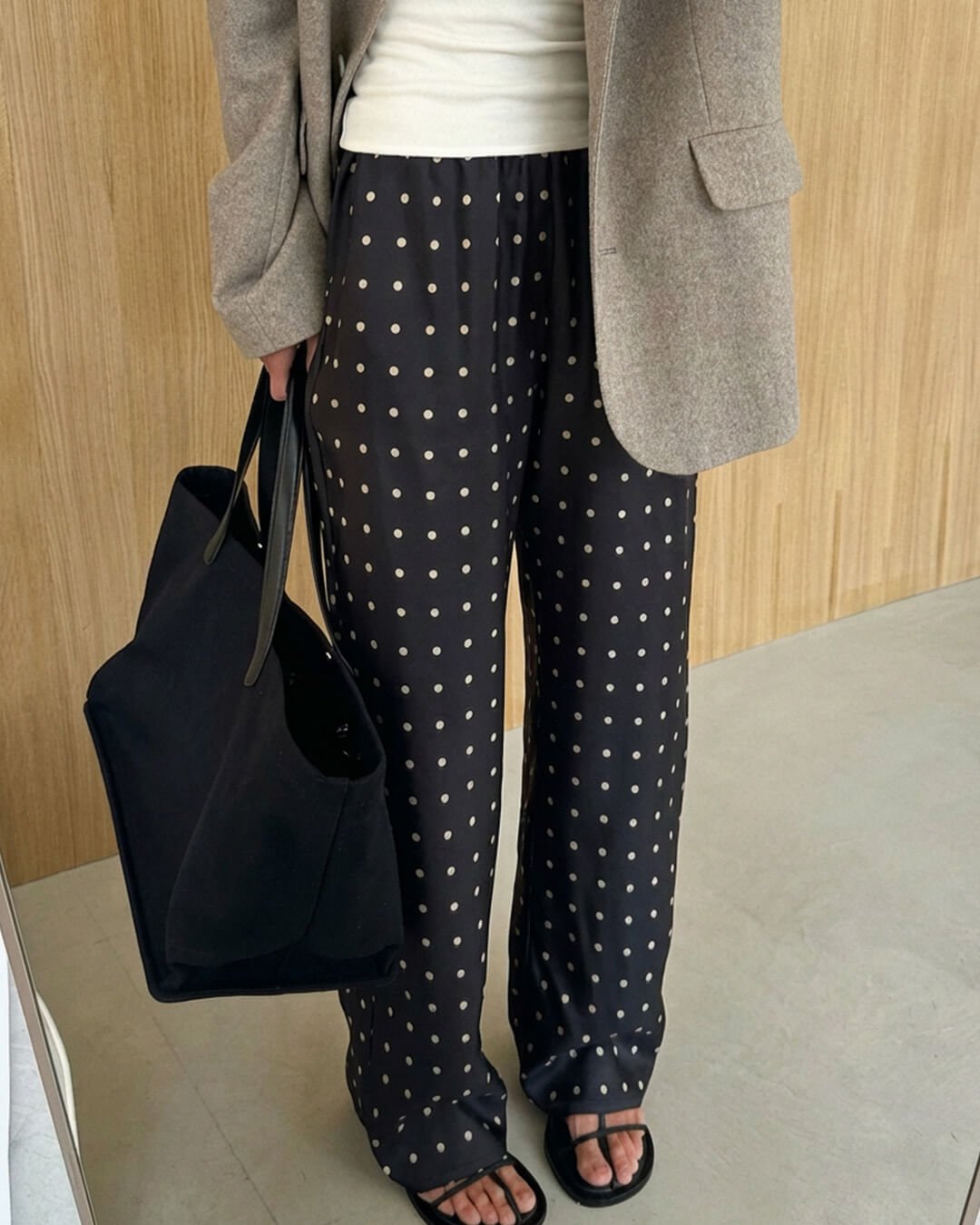Pantaloni in raso a pois Adela