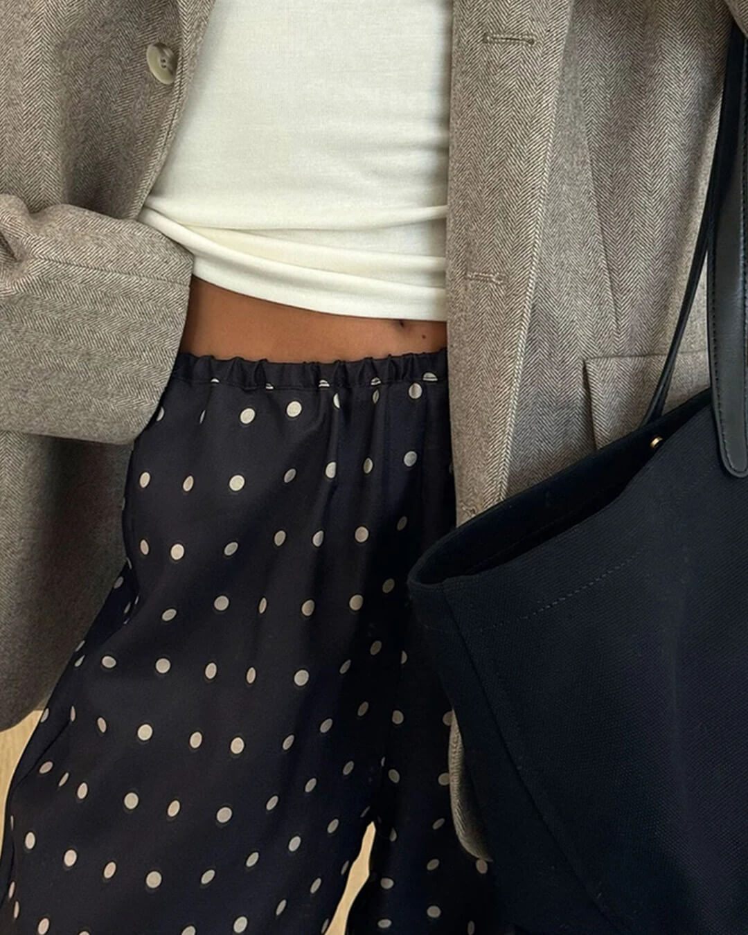 Pantaloni in raso a pois Adela