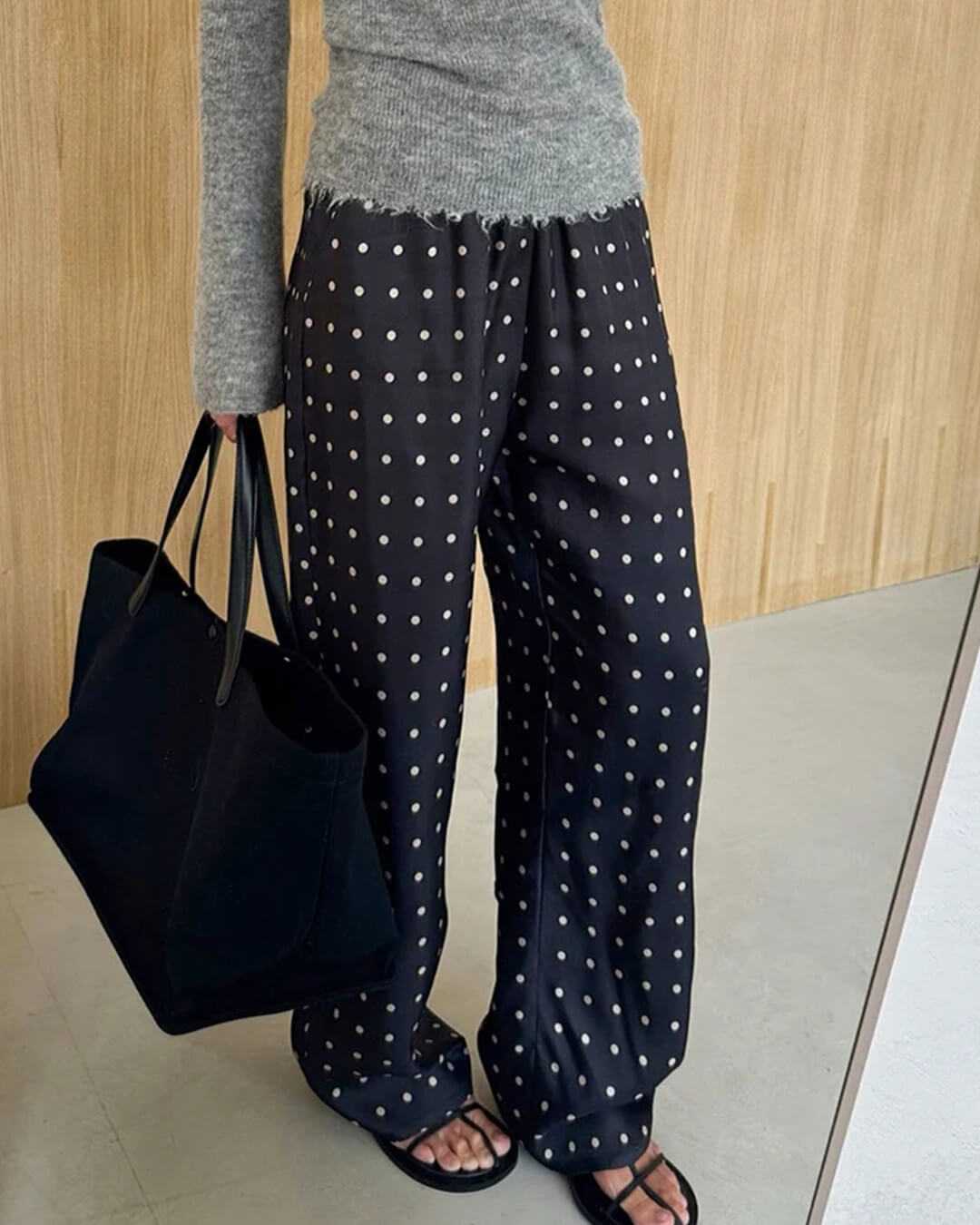 Pantaloni in raso a pois Adela