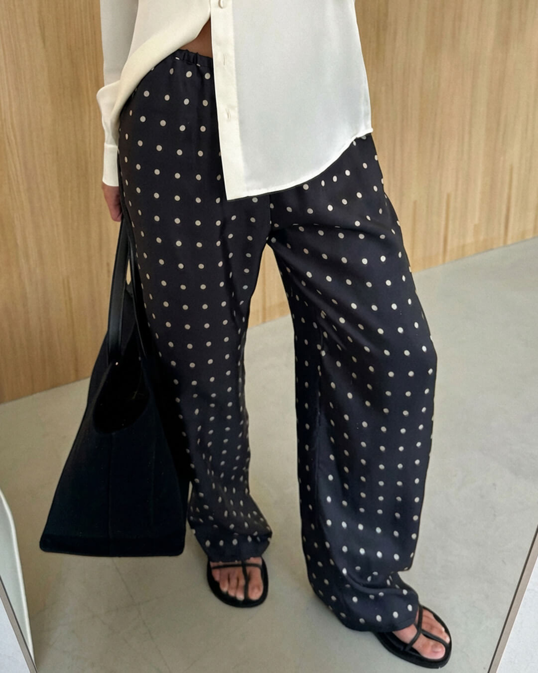 Pantaloni in raso a pois Adela