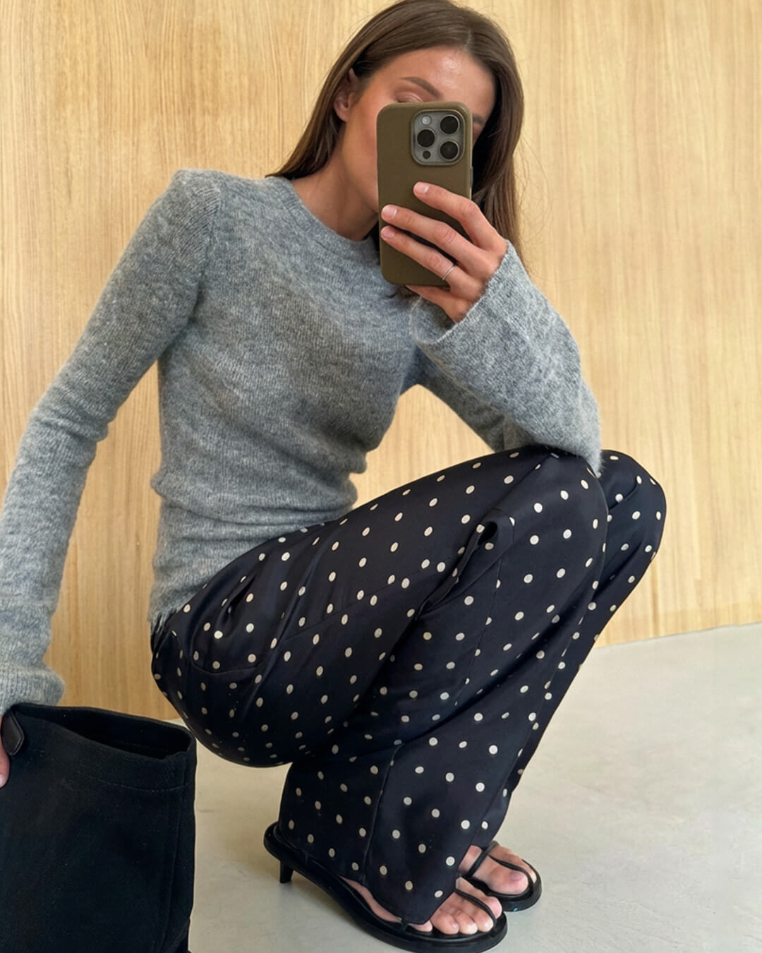 Pantaloni in raso a pois Adela
