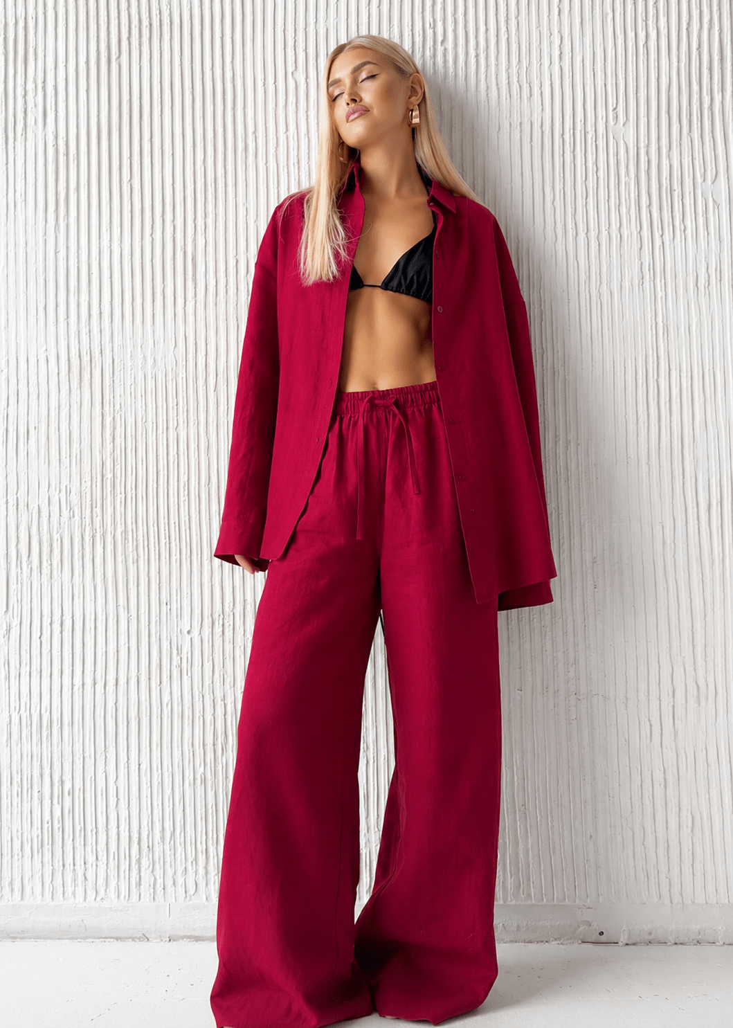 Completo Adero dalla vestibilità comoda con camicia in cotone e pantaloni a gamba larga