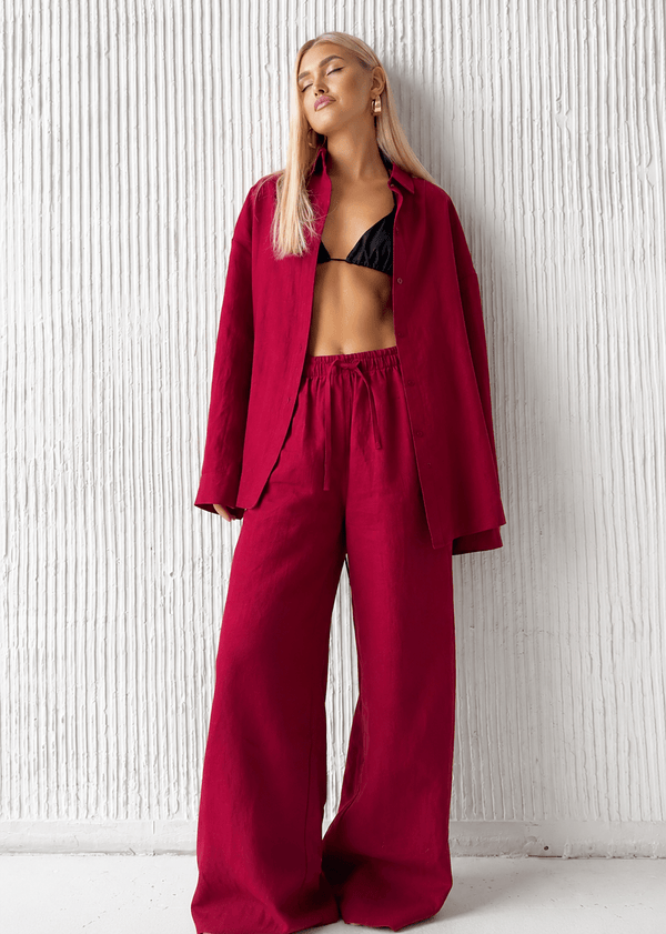 Completo Adero dalla vestibilità comoda con camicia in cotone e pantaloni a gamba larga