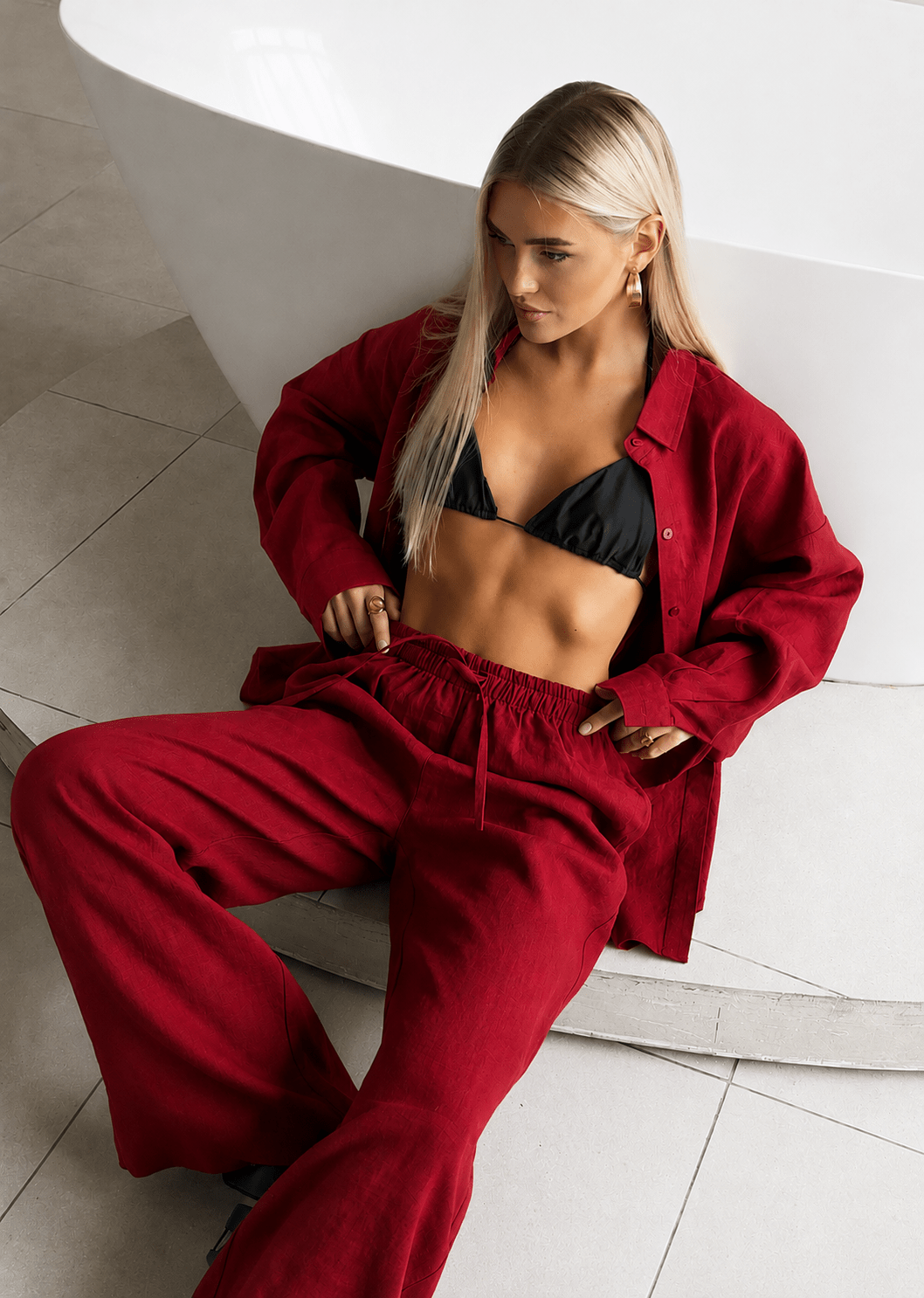 Completo Adero dalla vestibilità comoda con camicia in cotone e pantaloni a gamba larga