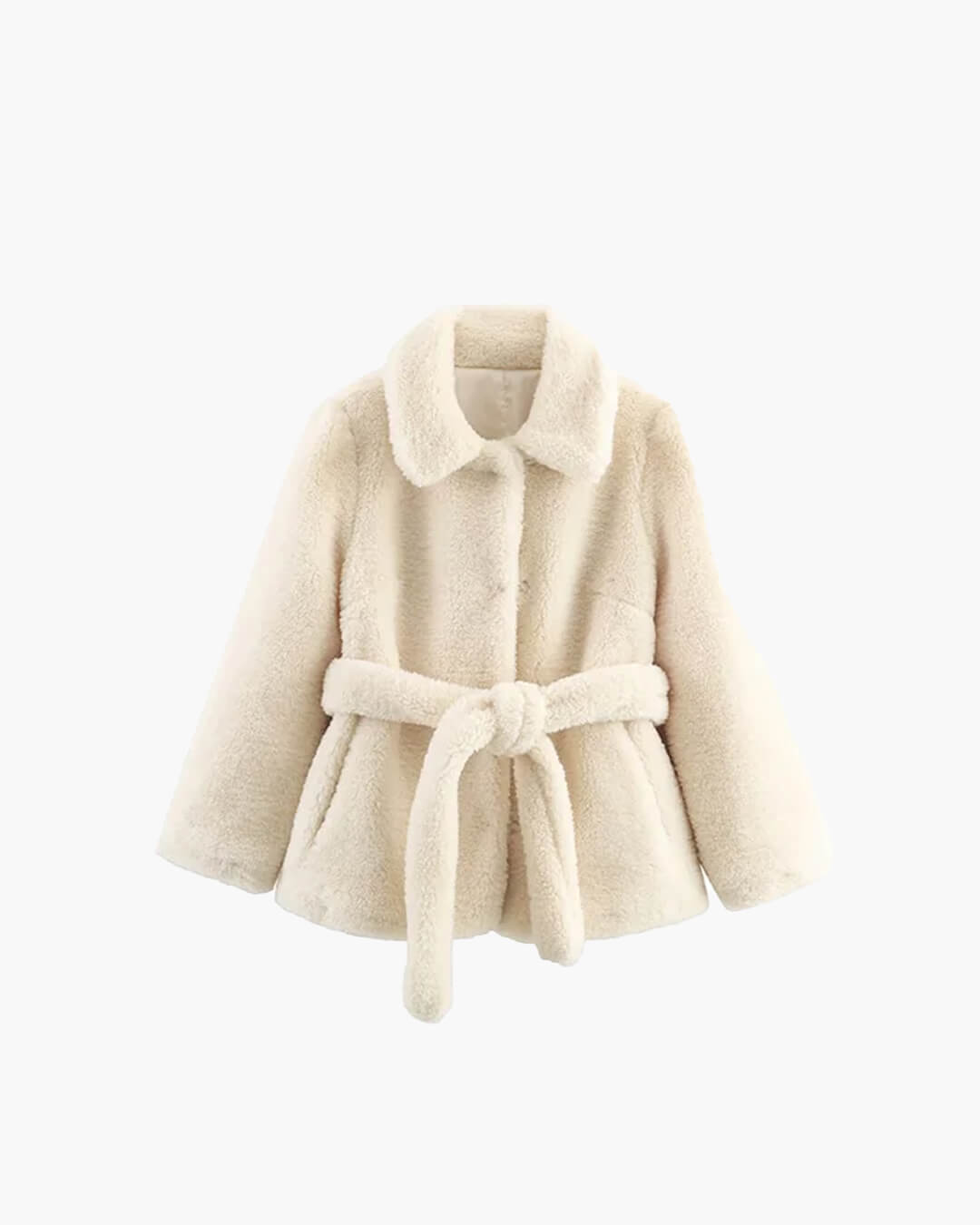 Cappotto in finta pelliccia con cintura Aellinne