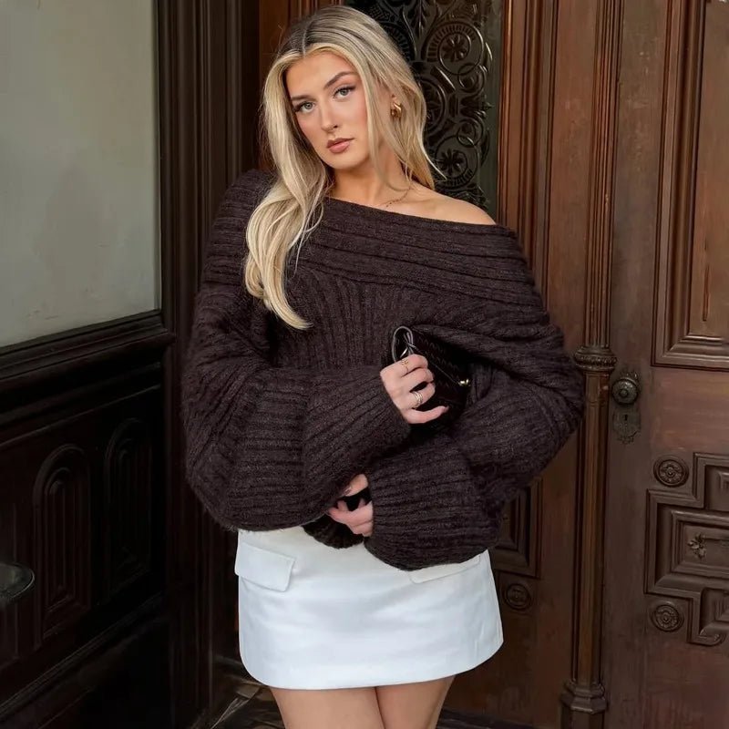 Maglione in maglia con spalle scoperte Aelwen