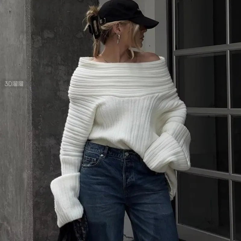 Maglione in maglia con spalle scoperte Aelwen