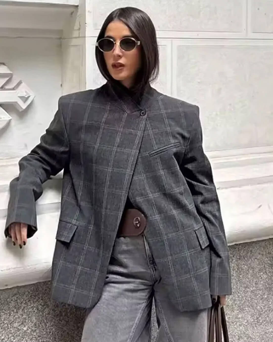 Blazer Aerona a quadri con collo alto
