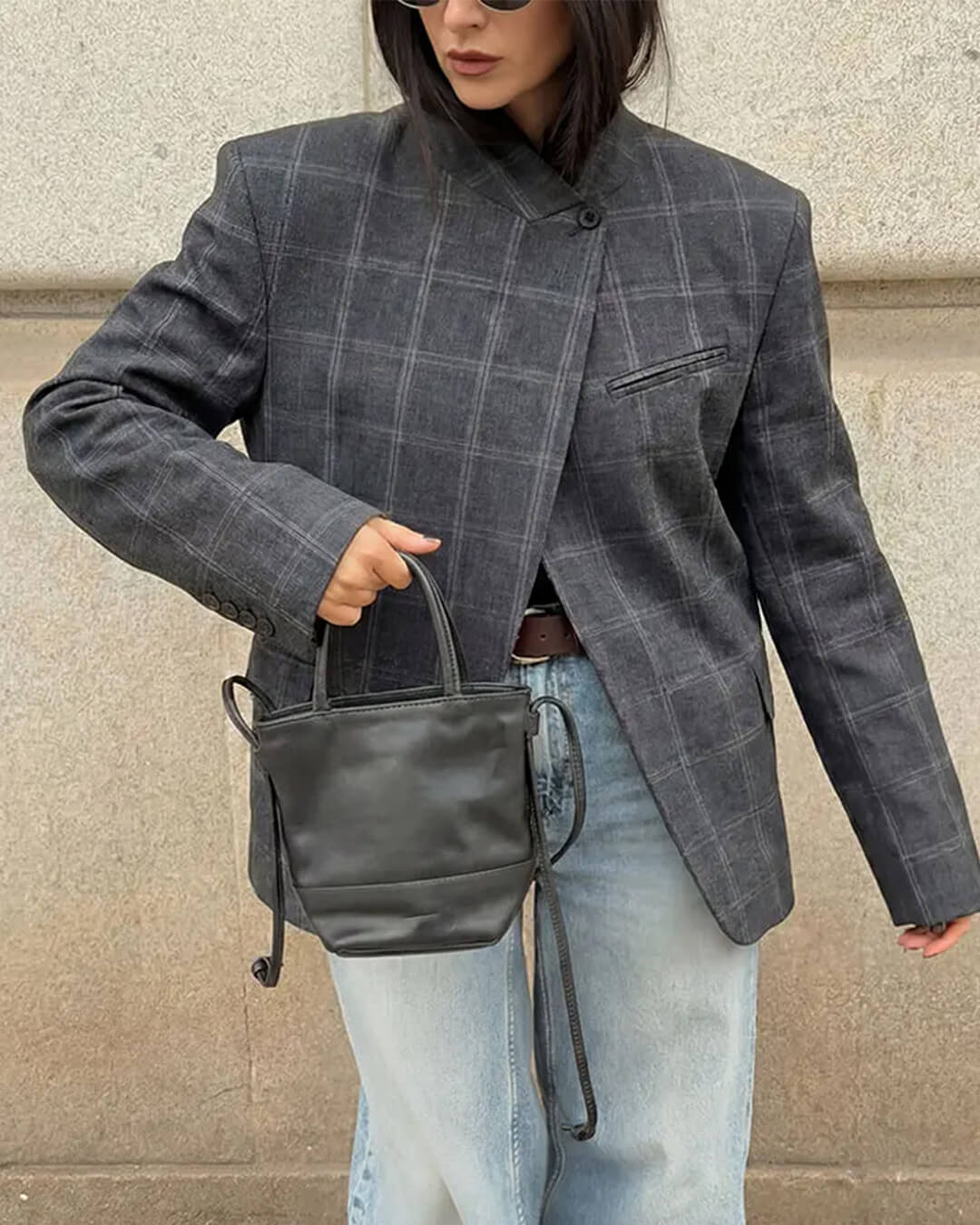 Blazer Aerona a quadri con collo alto