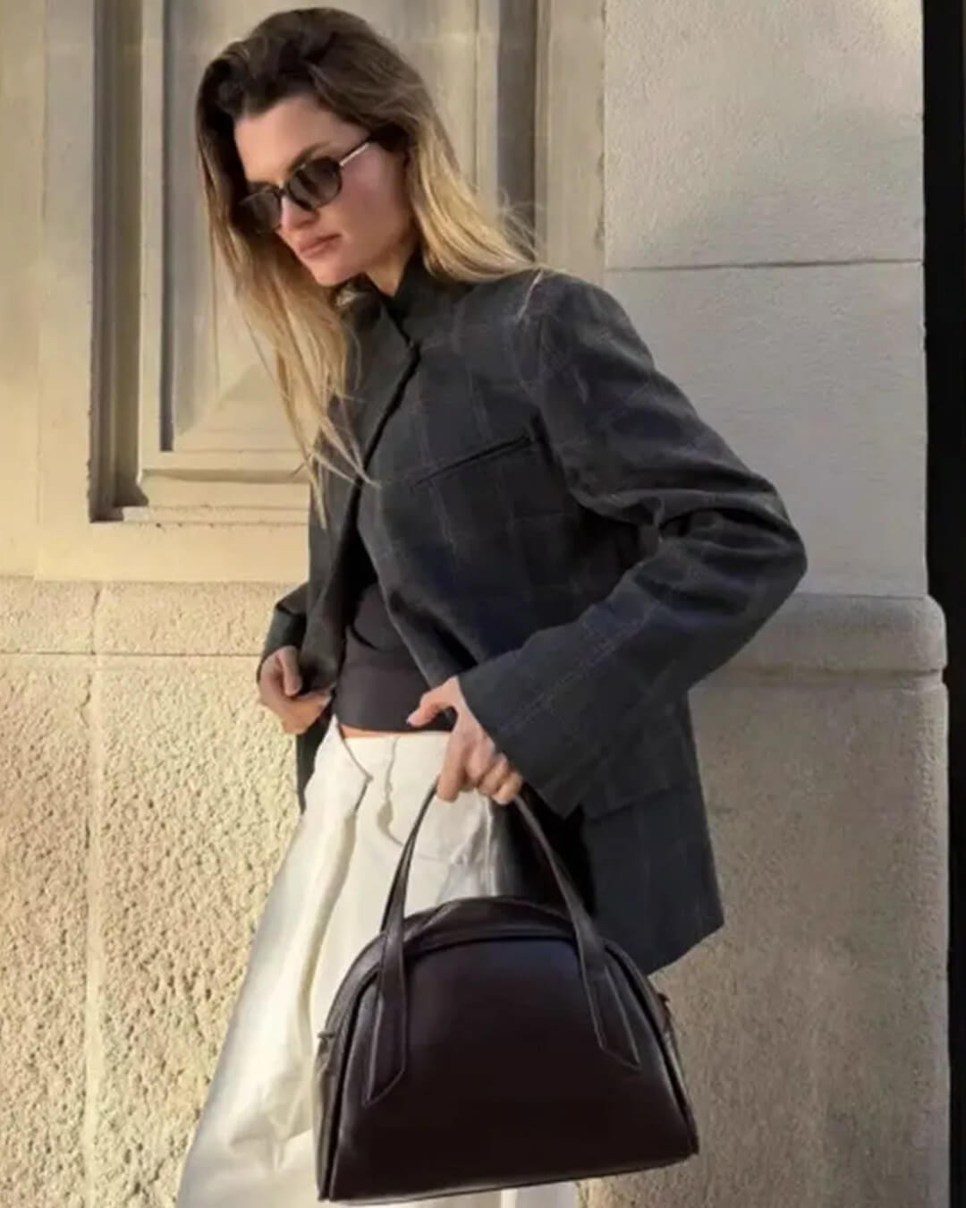 Blazer Aerona a quadri con collo alto