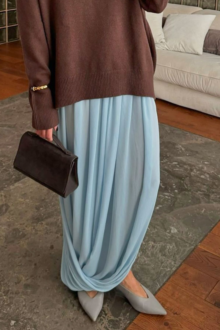 Gonna lunga fluida Afroza in chiffon