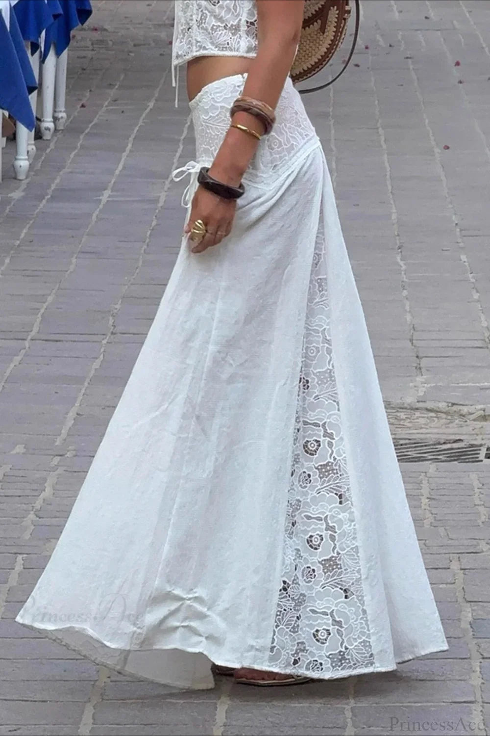 Gonna lunga Afsana in pizzo patchwork stile boho