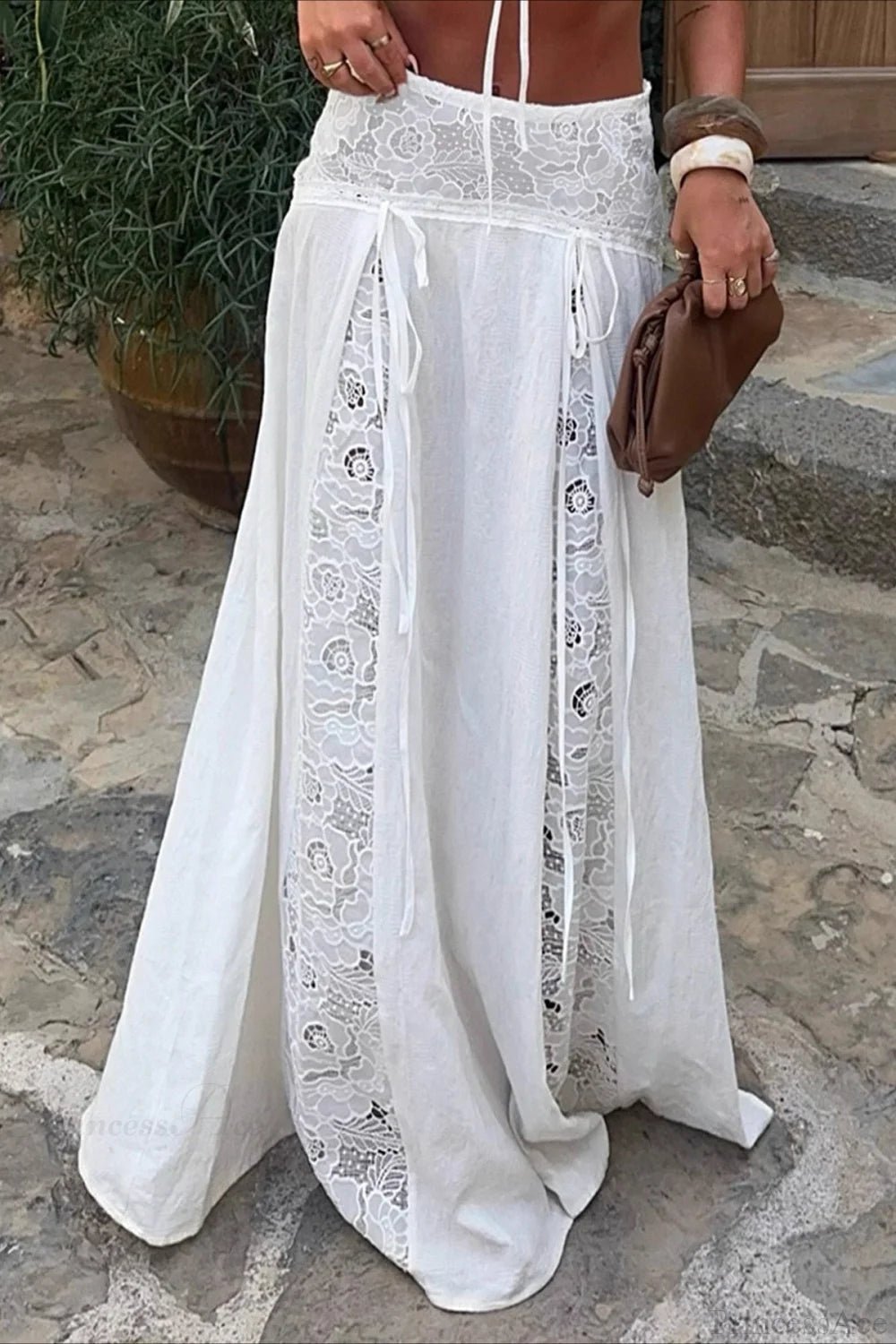 Gonna lunga Afsana in pizzo patchwork stile boho