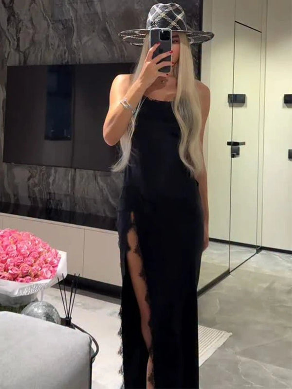 Ahlam Halter Lace Maxi Dress