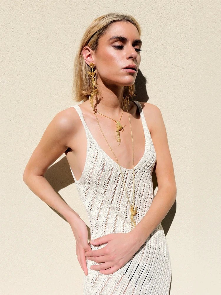 Abito lungo da spiaggia Airien in mesh con cut-out