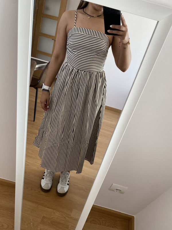 Airlin Striped Ruched Cami Maxi Dress