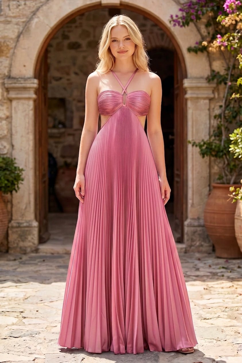 Maxi abito in chiffon stropicciato Aisen