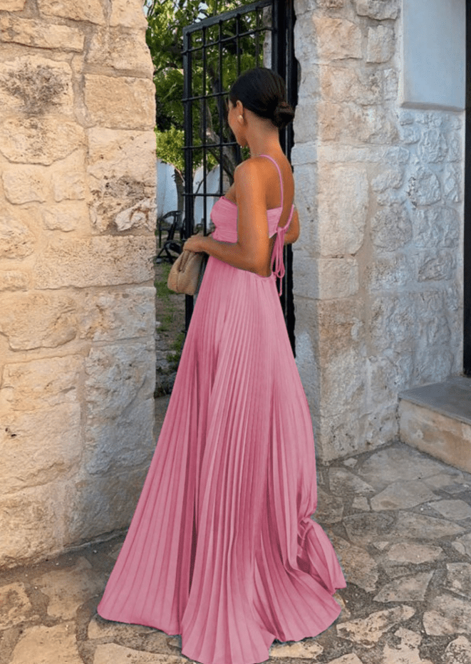 Maxi abito in chiffon stropicciato Aisen