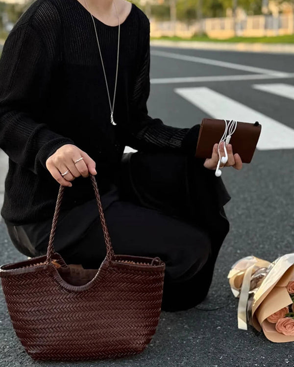 Borsa tote Alba intrecciata a mano