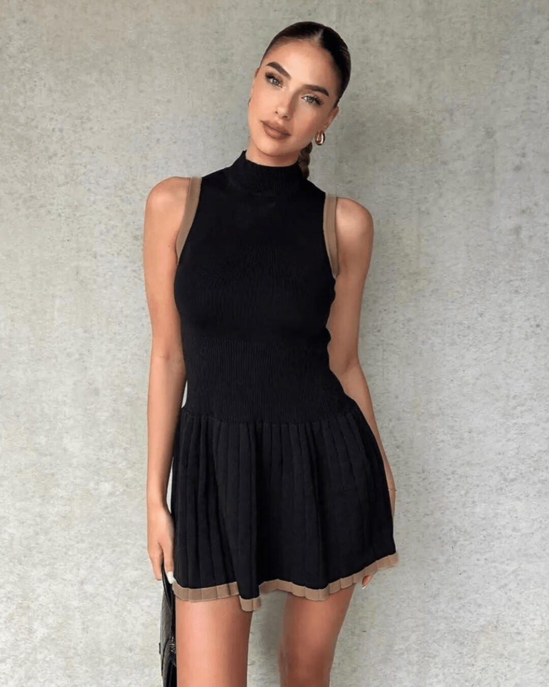 Abito in maglia a contrasto con vita scesa Alice