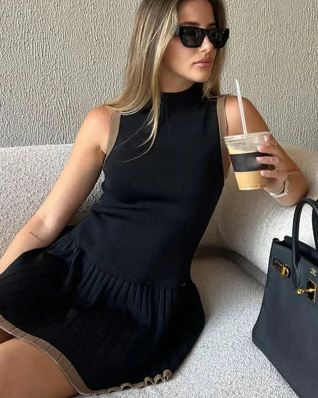 Abito in maglia a contrasto con vita scesa Alice