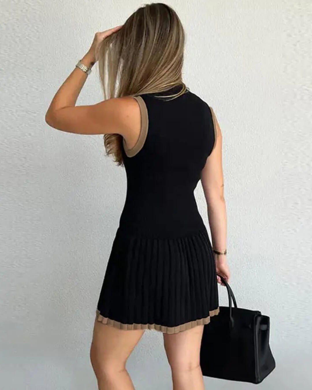 Abito in maglia a contrasto con vita scesa Alice