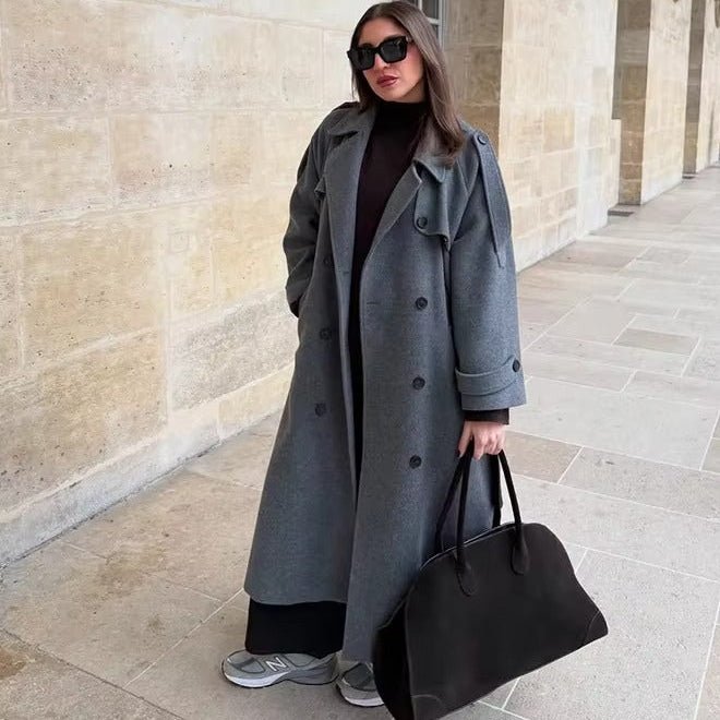 Cappotto lungo con cintura grigio Alicia