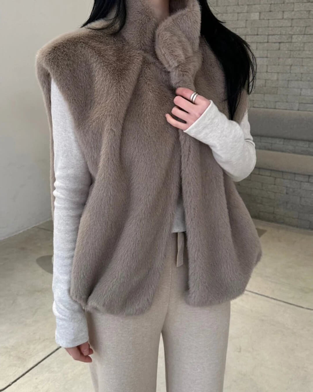 Gilet in pelliccia sintetica a collo alto Amalia