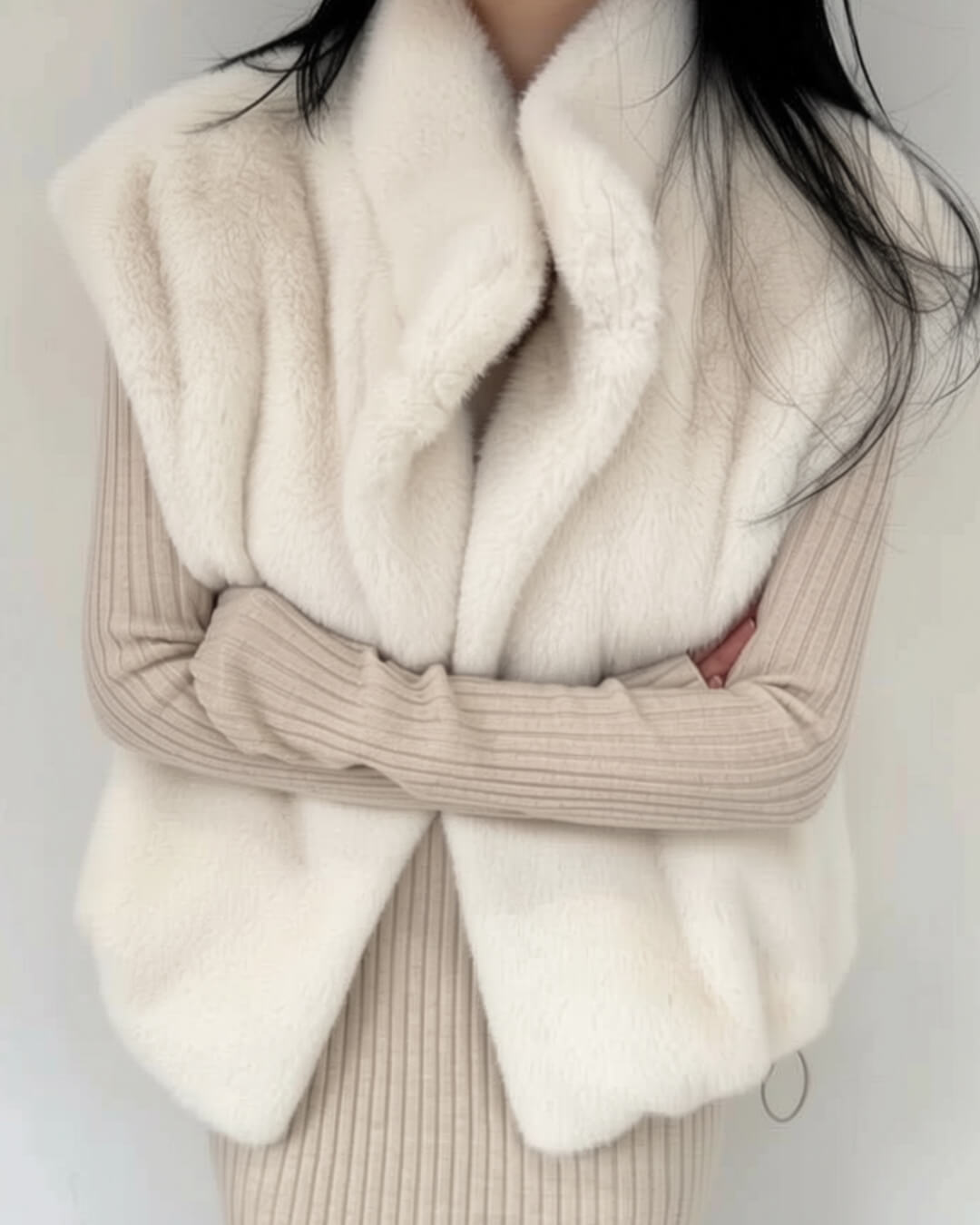 Gilet in pelliccia sintetica a collo alto Amalia
