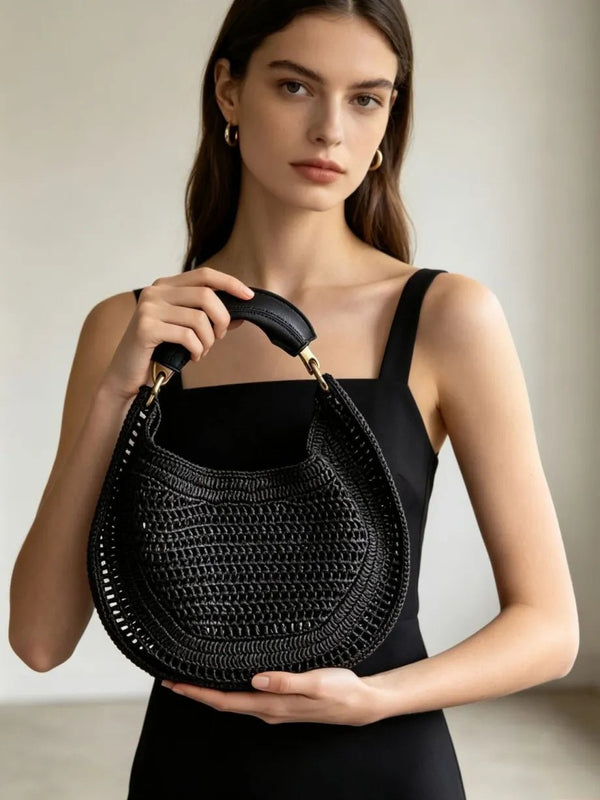 Borsa a spalla intrecciata a mezzaluna Amanda