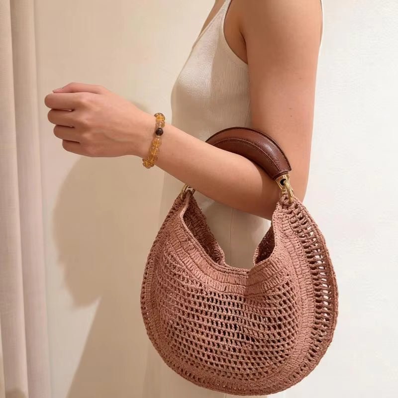 Borsa a spalla intrecciata a mezzaluna Amanda
