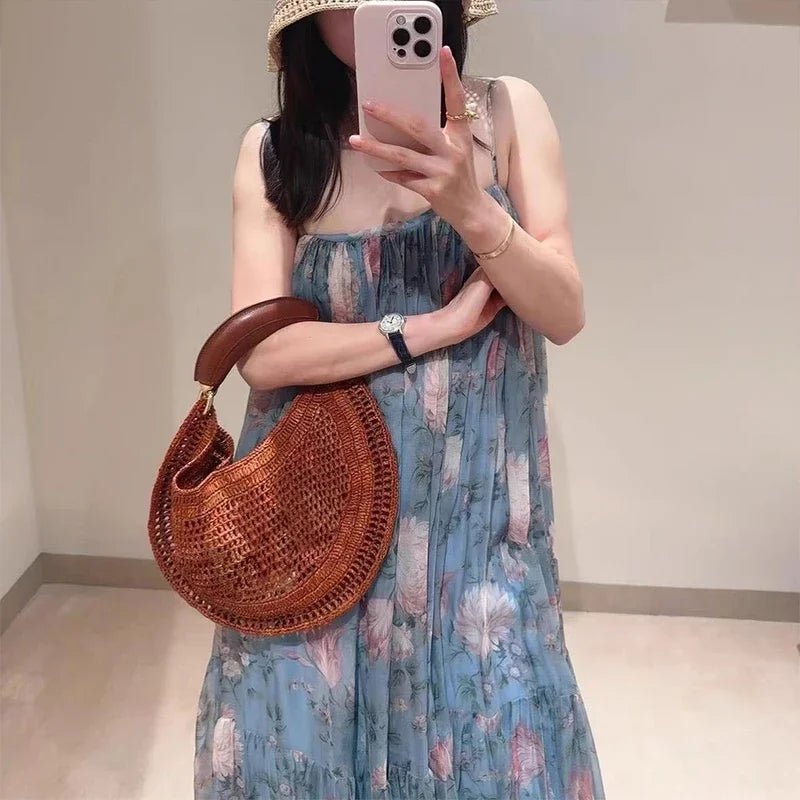 Borsa a spalla intrecciata a mezzaluna Amanda