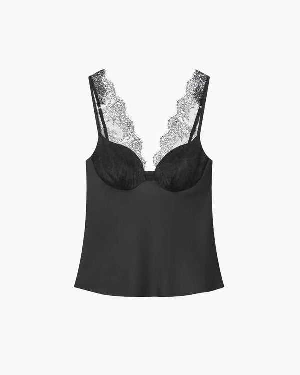 Top smanicato in pizzo con scollo a V Amaris