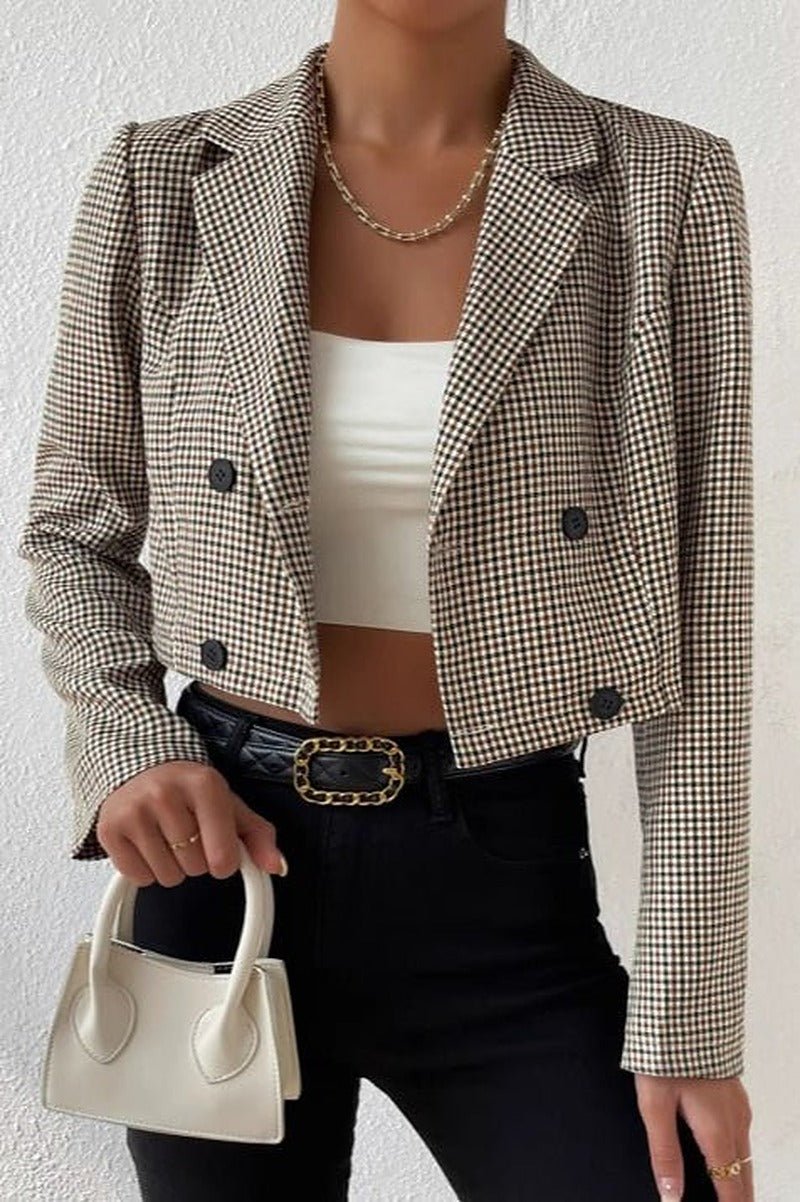 Blazer corto pied-de-poule Amelia