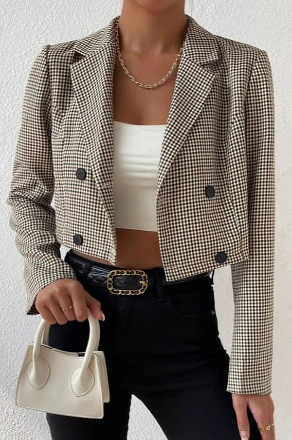 Blazer corto pied-de-poule Amelia
