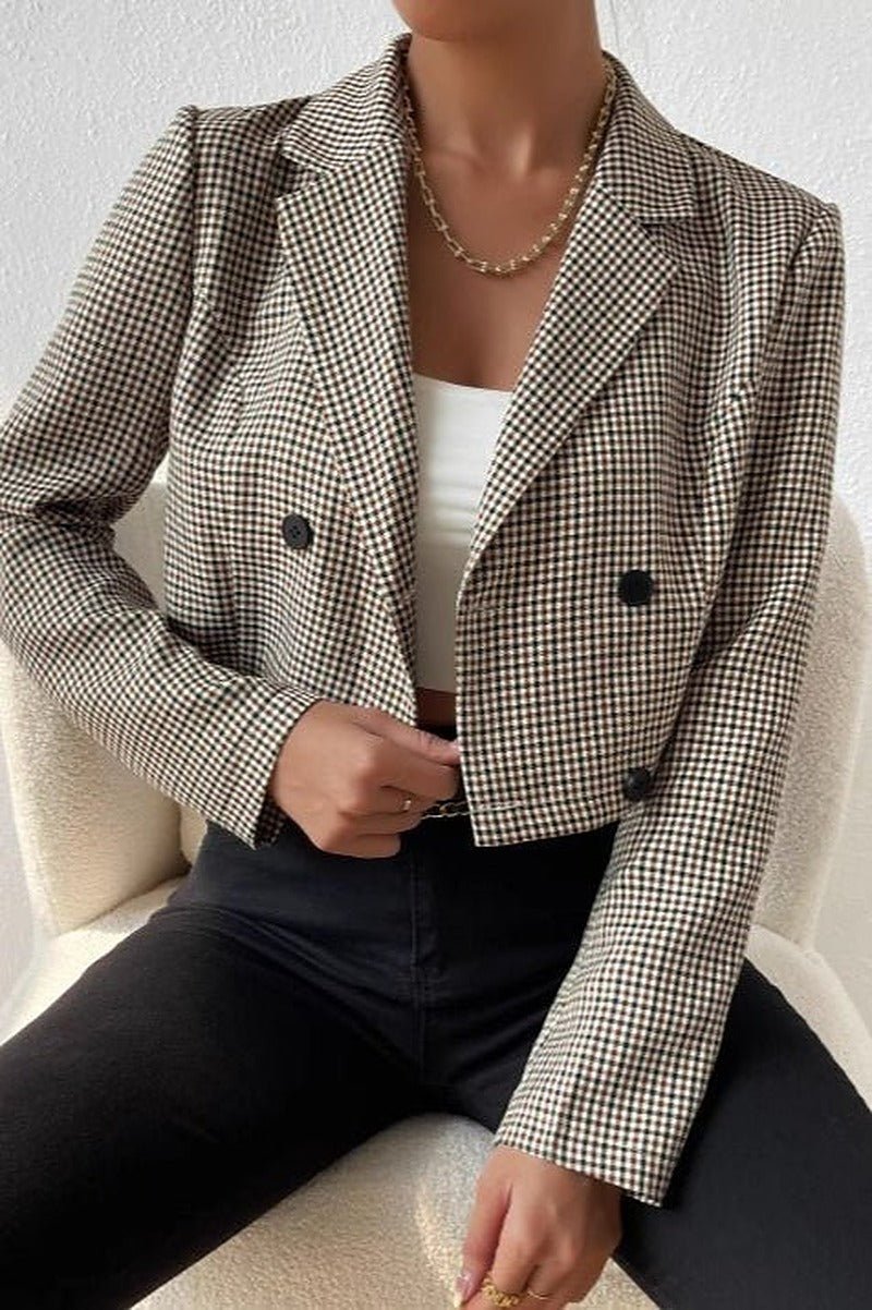 Blazer corto pied-de-poule Amelia