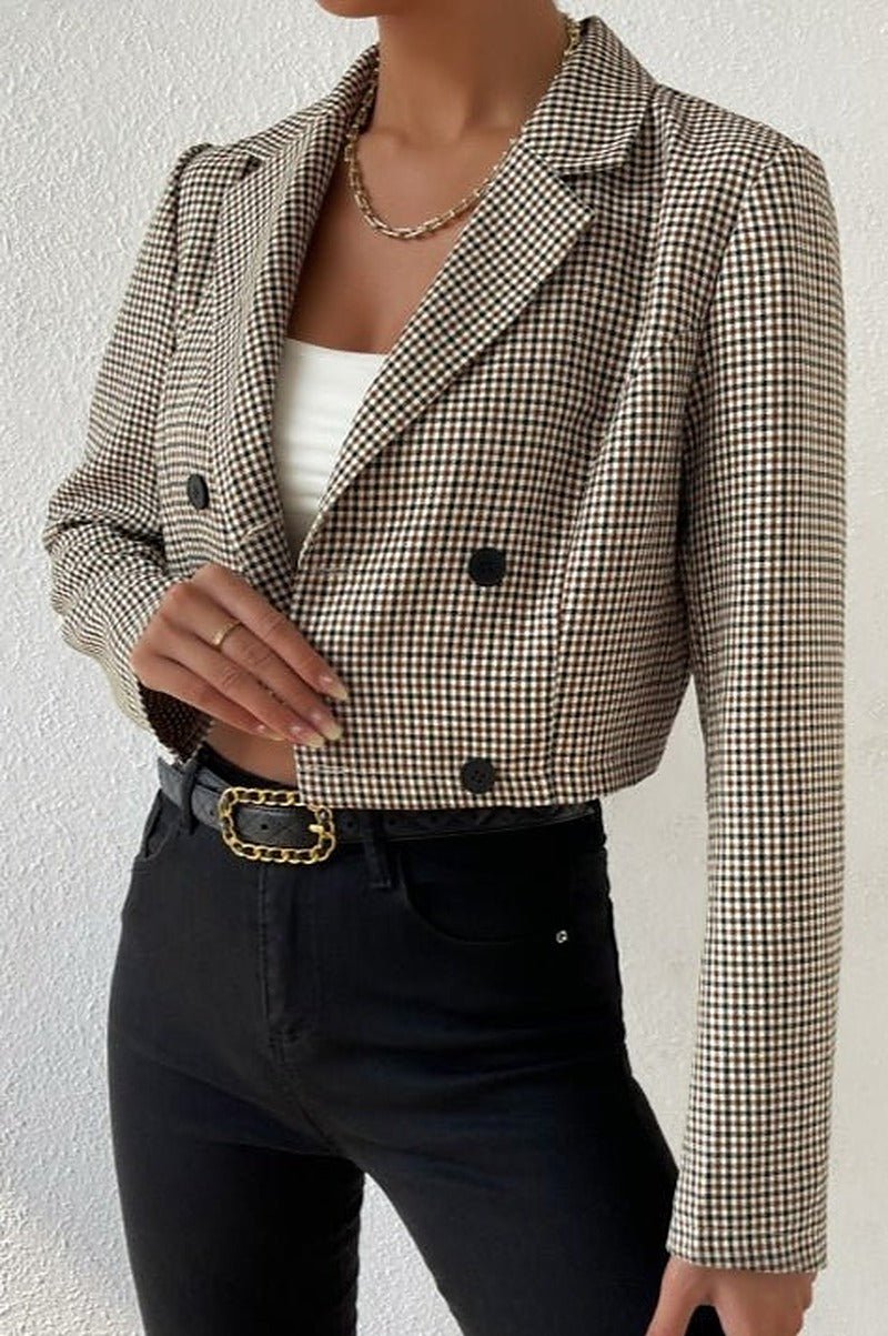 Blazer corto pied-de-poule Amelia