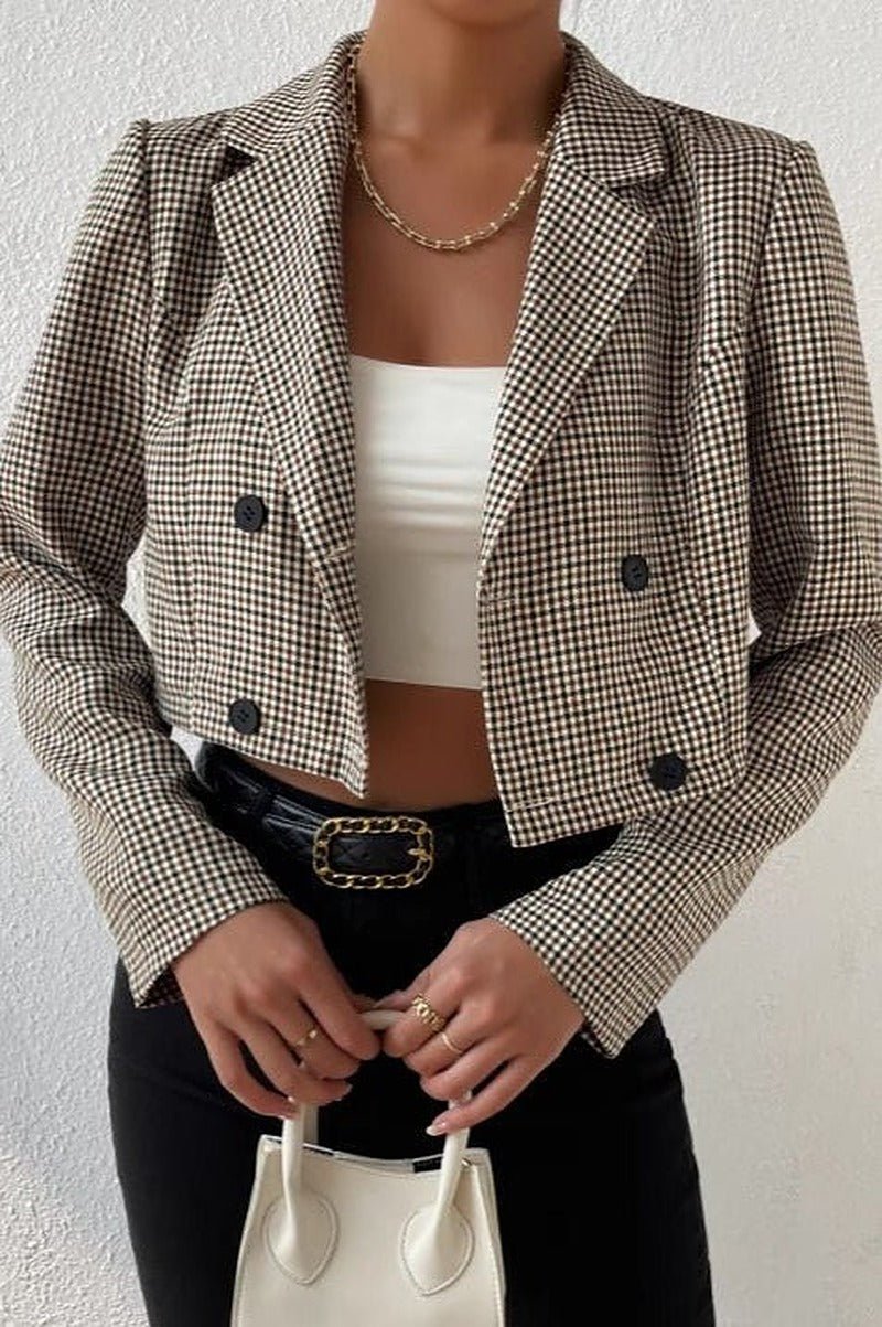 Blazer corto pied-de-poule Amelia