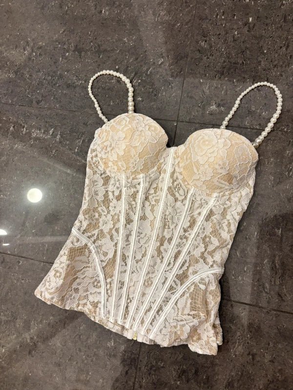 Aneyla Lace Sheer Bustier Cami Top