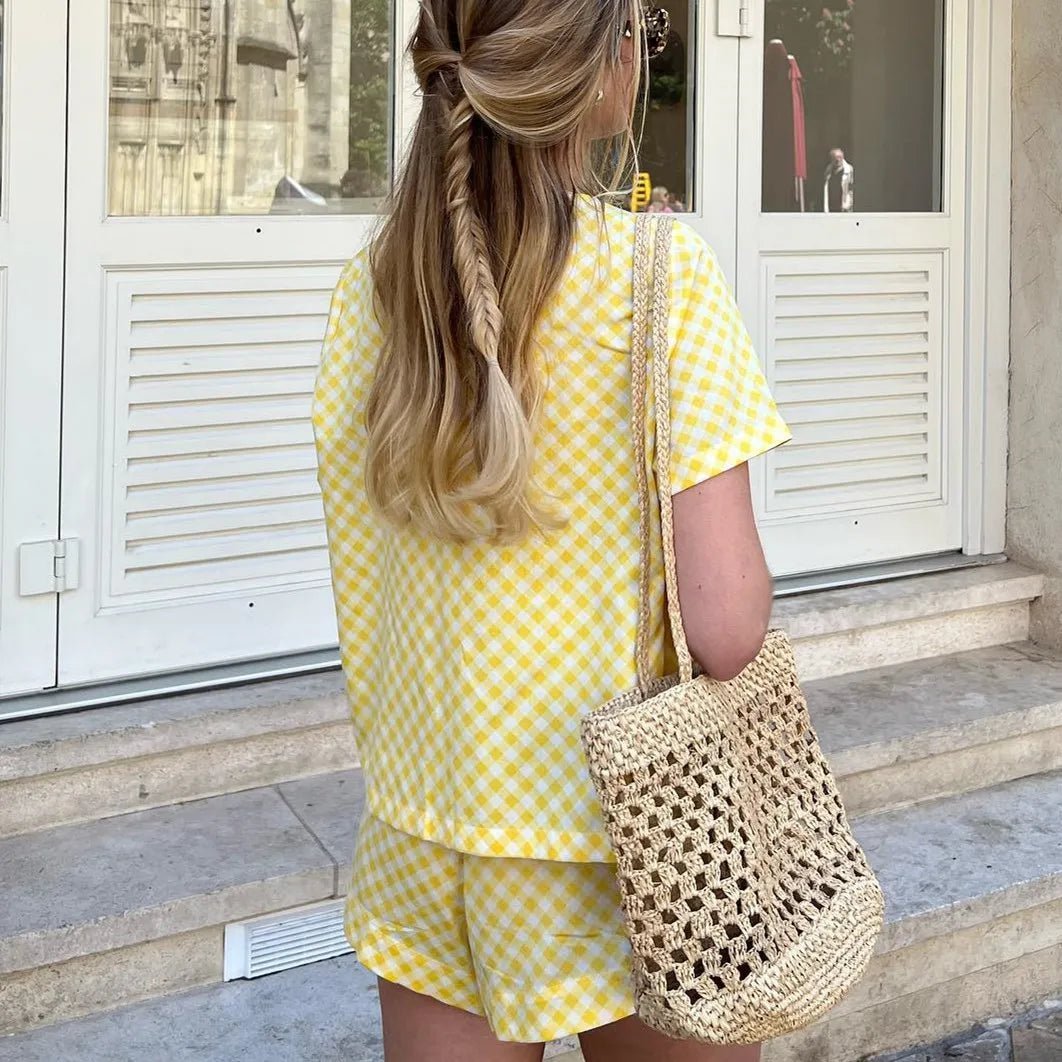 Completo pigiama babydoll a quadri Anna