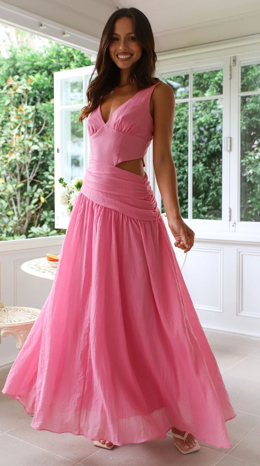 Abito midi svasato con cut-out Anne