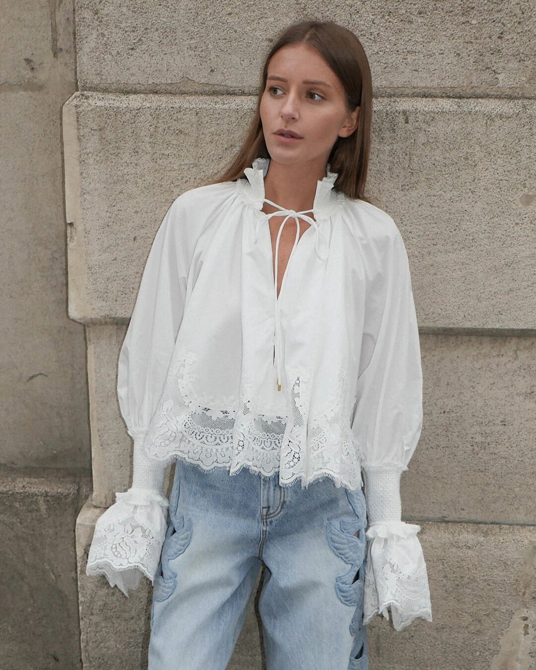 Annie Embroidery Lace Trim Blouse