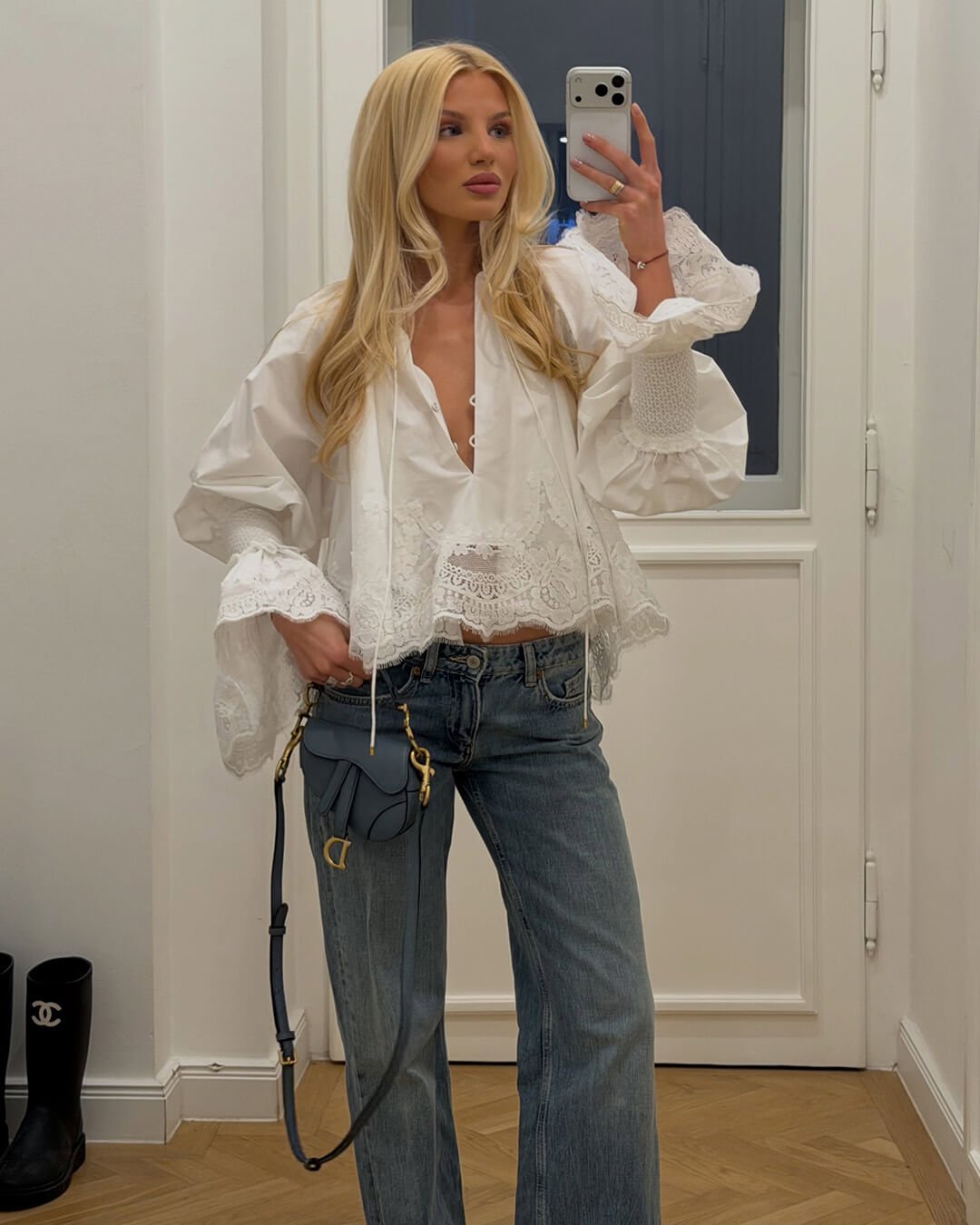 Annie Embroidery Lace Trim Blouse