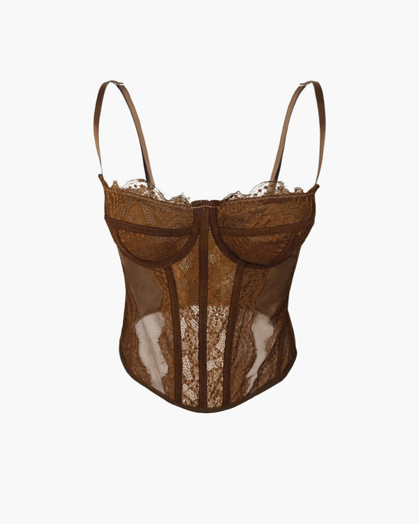 Top corsetto in pizzo con spalline Antonia