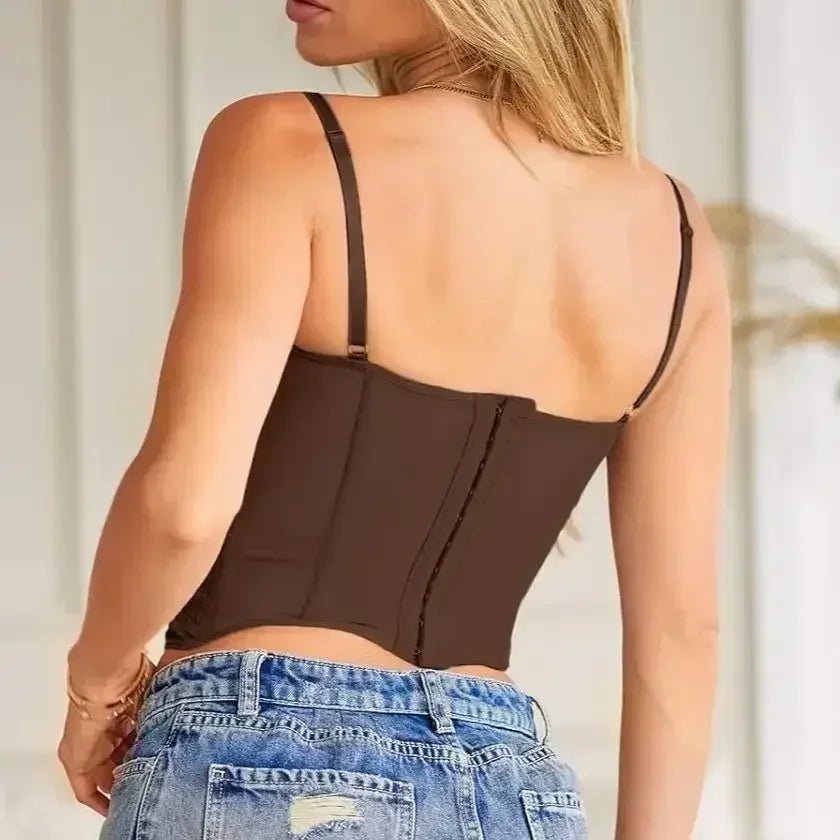 Top corsetto in pizzo con spalline Antonia