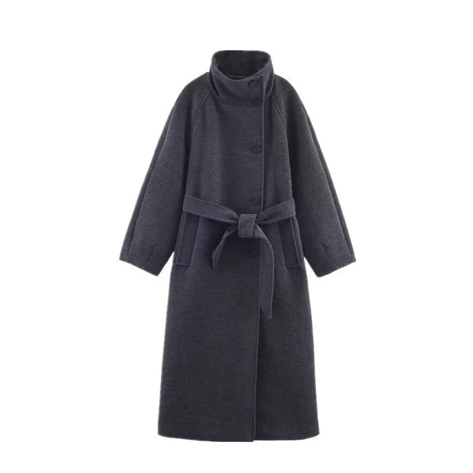 Cappotto lungo con cintura e collo alto Arielle