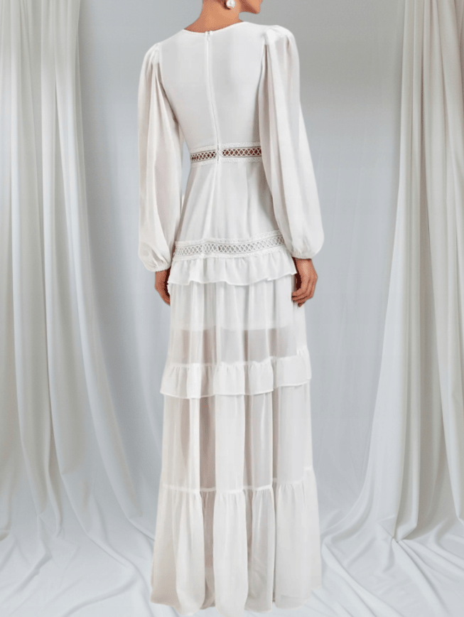 Abito lungo Aryna in chiffon con volant