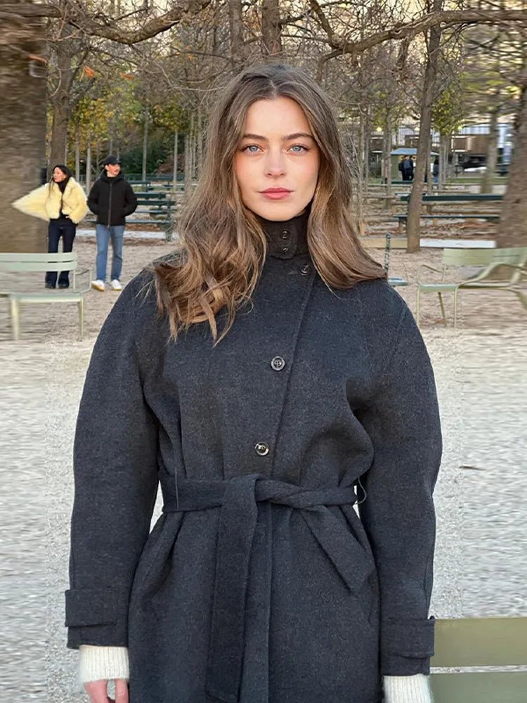 Cappotto corto con collo alla coreana Ashley