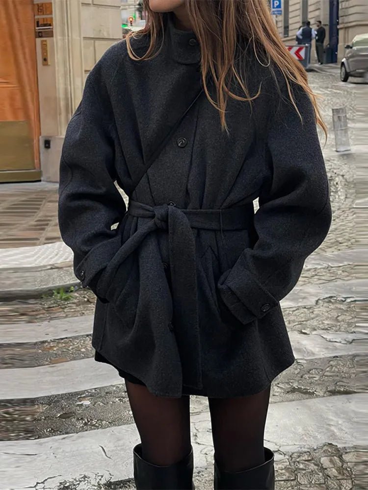 Cappotto corto con collo alla coreana Ashley